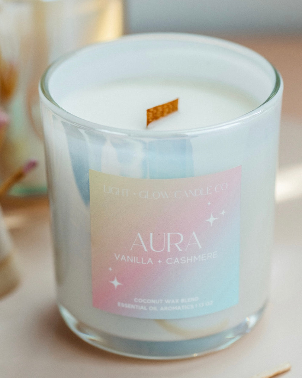 A Custom Fragrance Blended Candle - 12oz Aura Iridescent Vessel